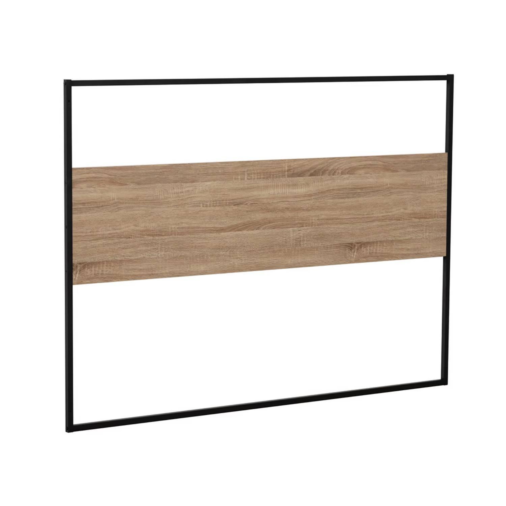 FIVE Tête de lit effet bois et métal aliaj - 165 cm - beige et noir