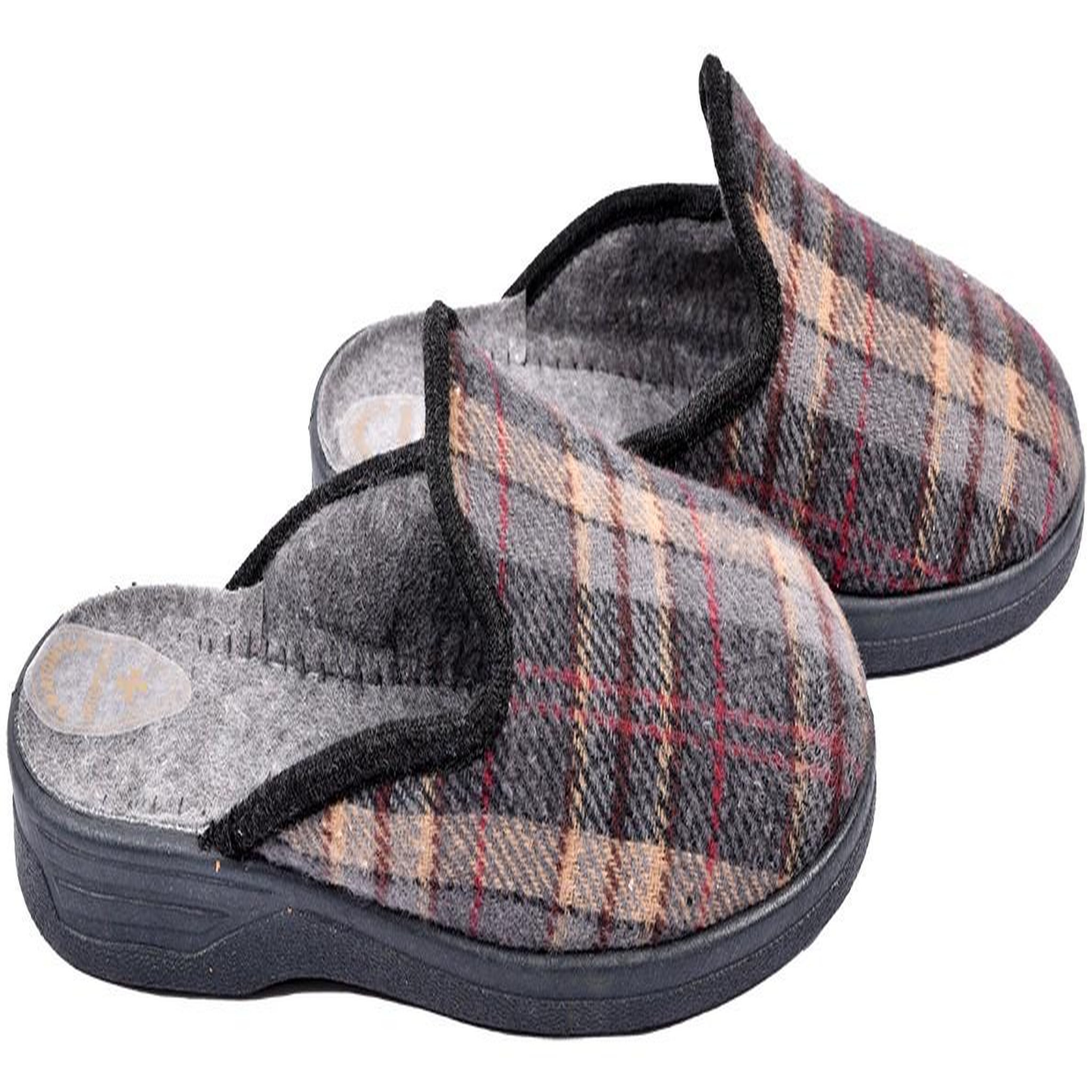 Voir la diapositive 2 : OZABI Ozabi pantoufles mules homme fabriquées en espagne, tige jacquard écossais