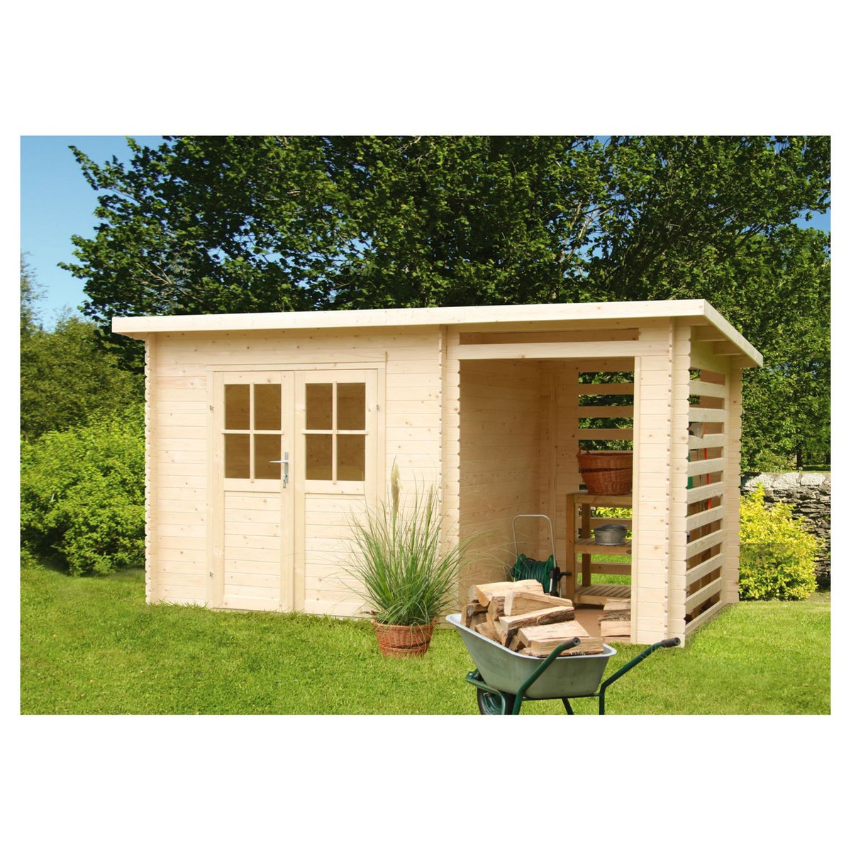 OLG FRANCE Abri de jardin bois - 4,44 + 3m² - KATY