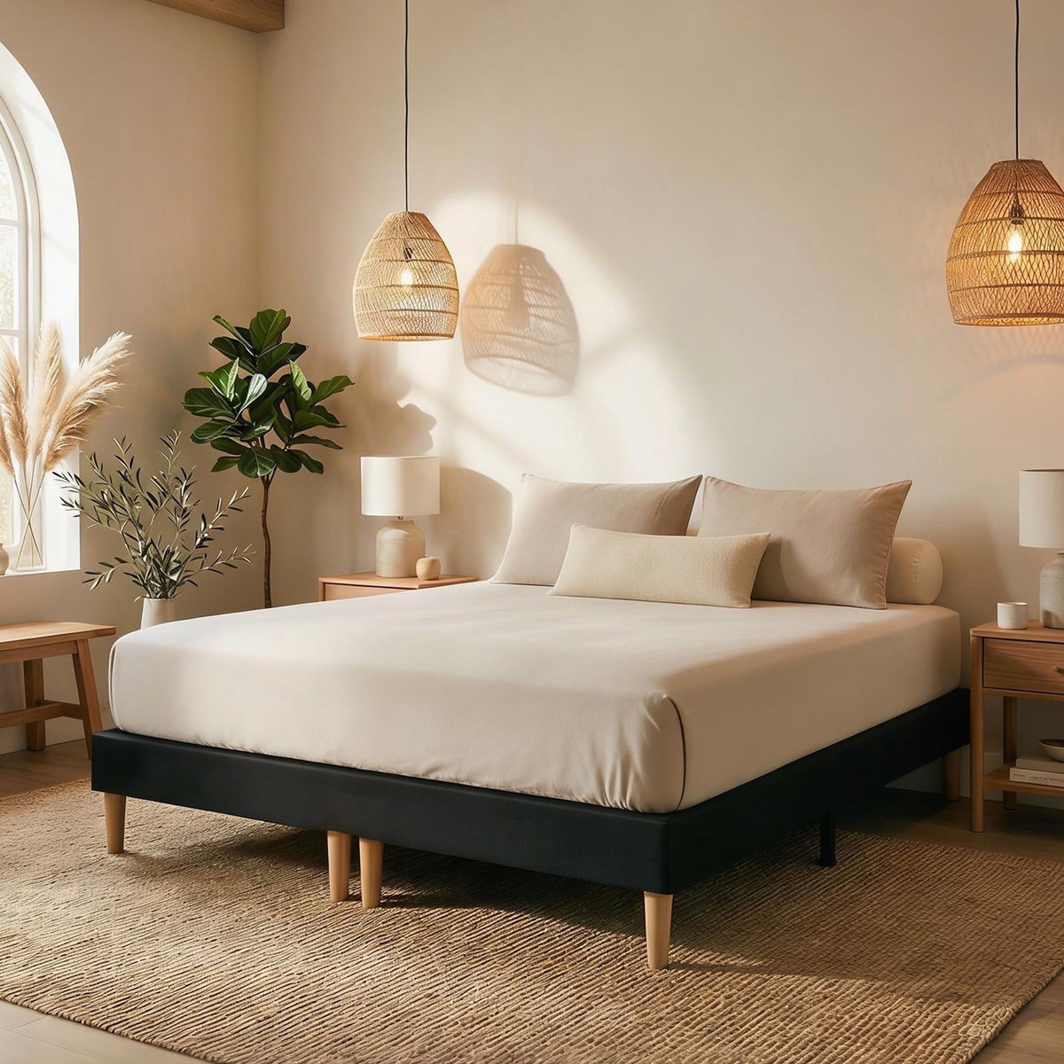 IDIMEX Sommier tapissier RENNES 180 x 200 cm revêtement tissu