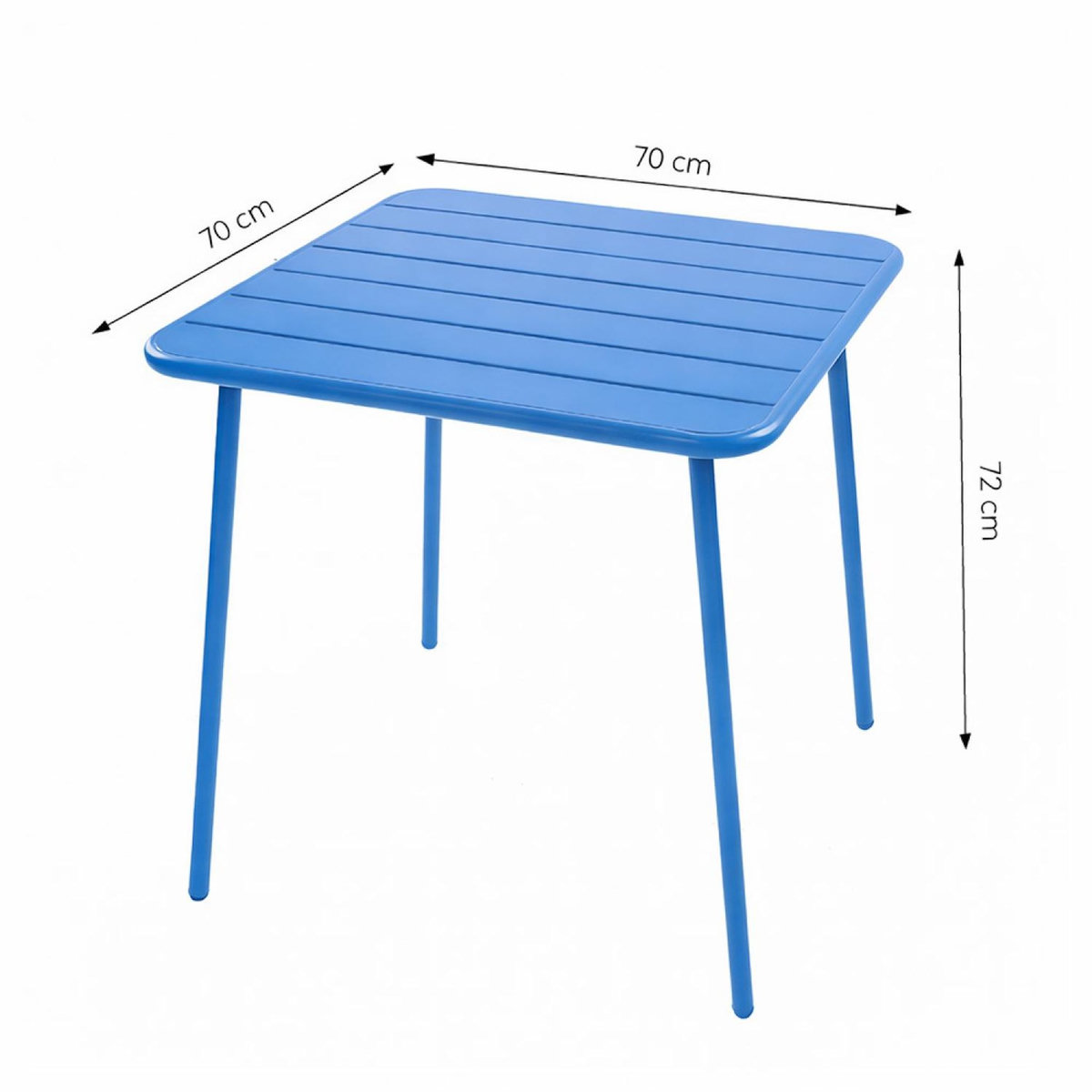 CONCEPT USINE Ensemble table de jardin carrée et 4 chaises bleu BERGAME