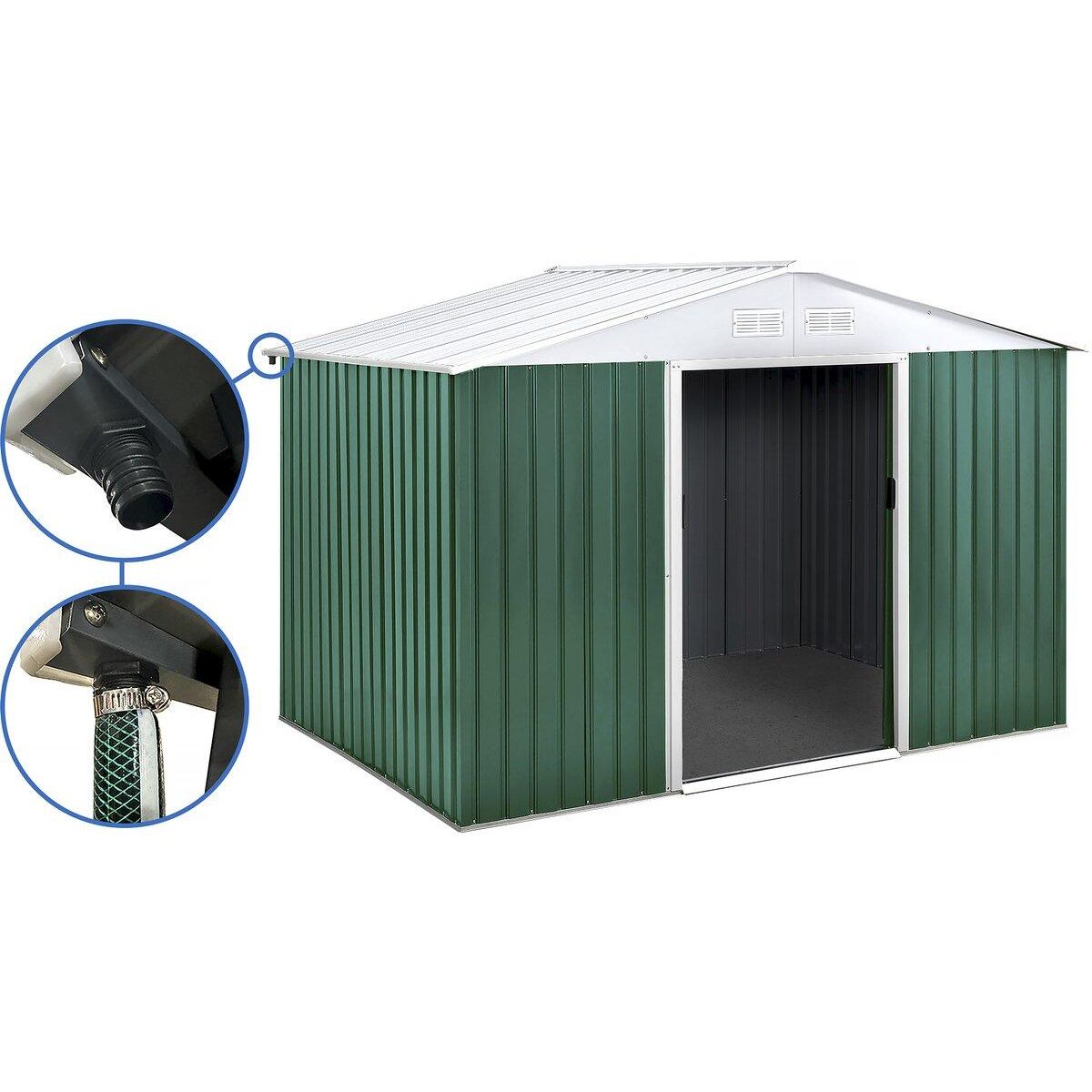 Habitat et Jardin Abri de jardin métal -  Rosas   - 7,06 m² avec gouttière - Vert