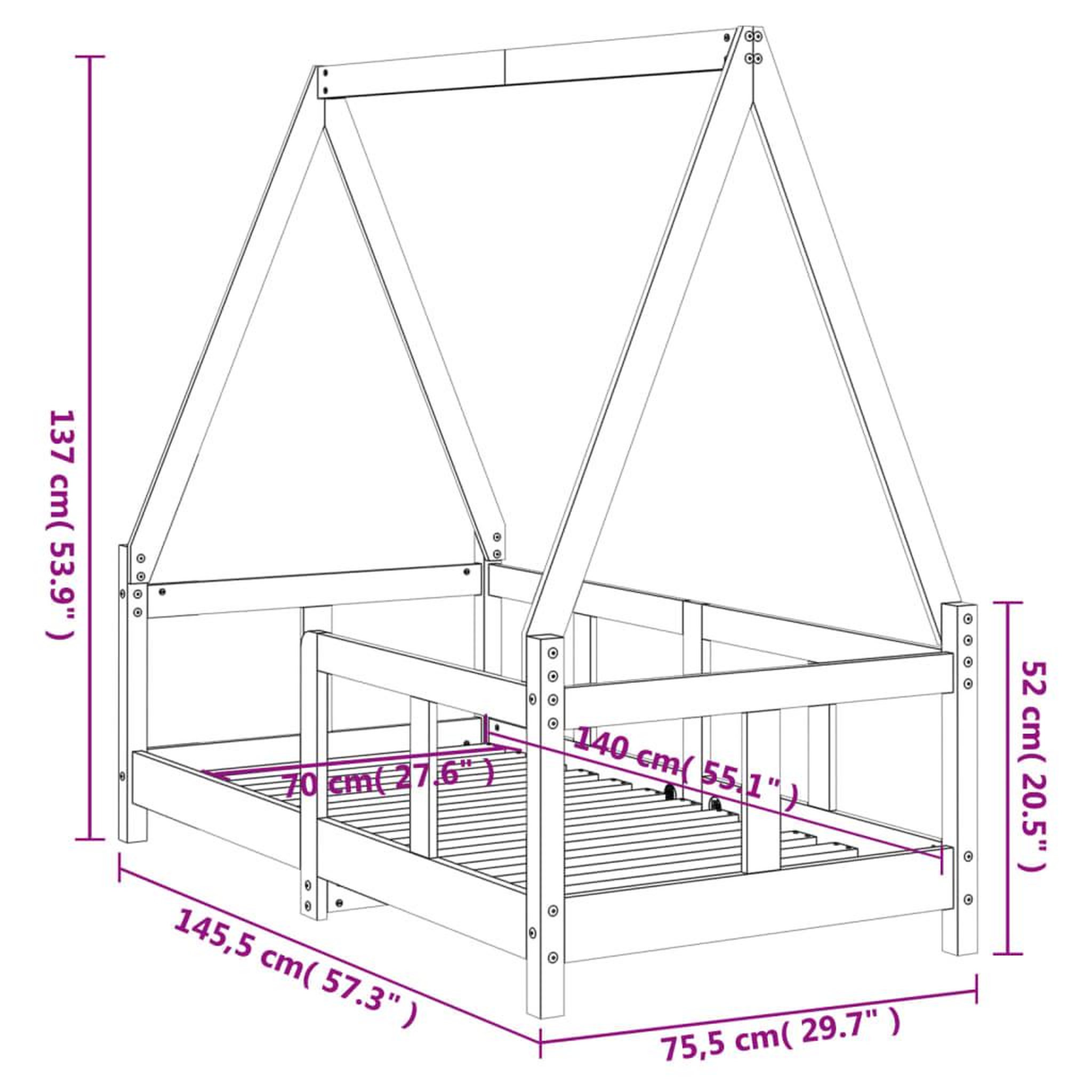 Voir la diapositive 6 : VIDAXL Cadre de lit pour enfant 70x140 cm bois de pin massif
