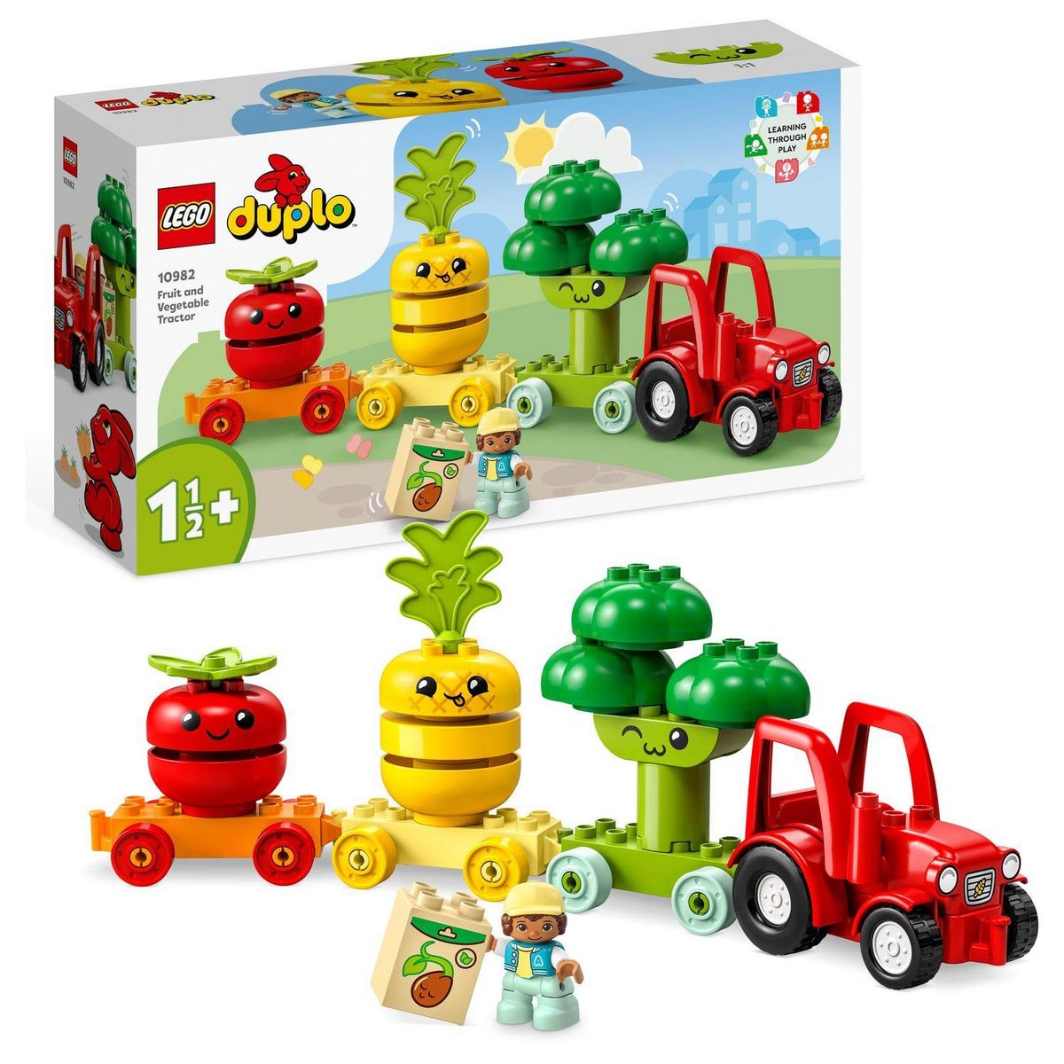 LEGO DUPLO 10982 - Le tracteur des fruits et légumes, Jouet à Empiler et à Trier par Couleur pour les Bébés et Enfants Âgés de 1,5 à 3 Ans, Jeu Éducatif