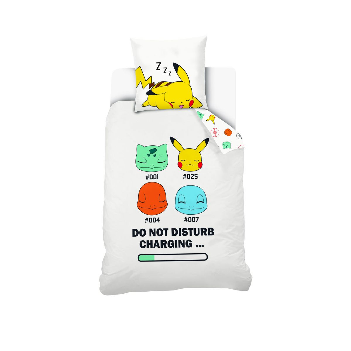 POKEMON Parure housse de couette enfant en coton 54 fils POKEMON 4 visages