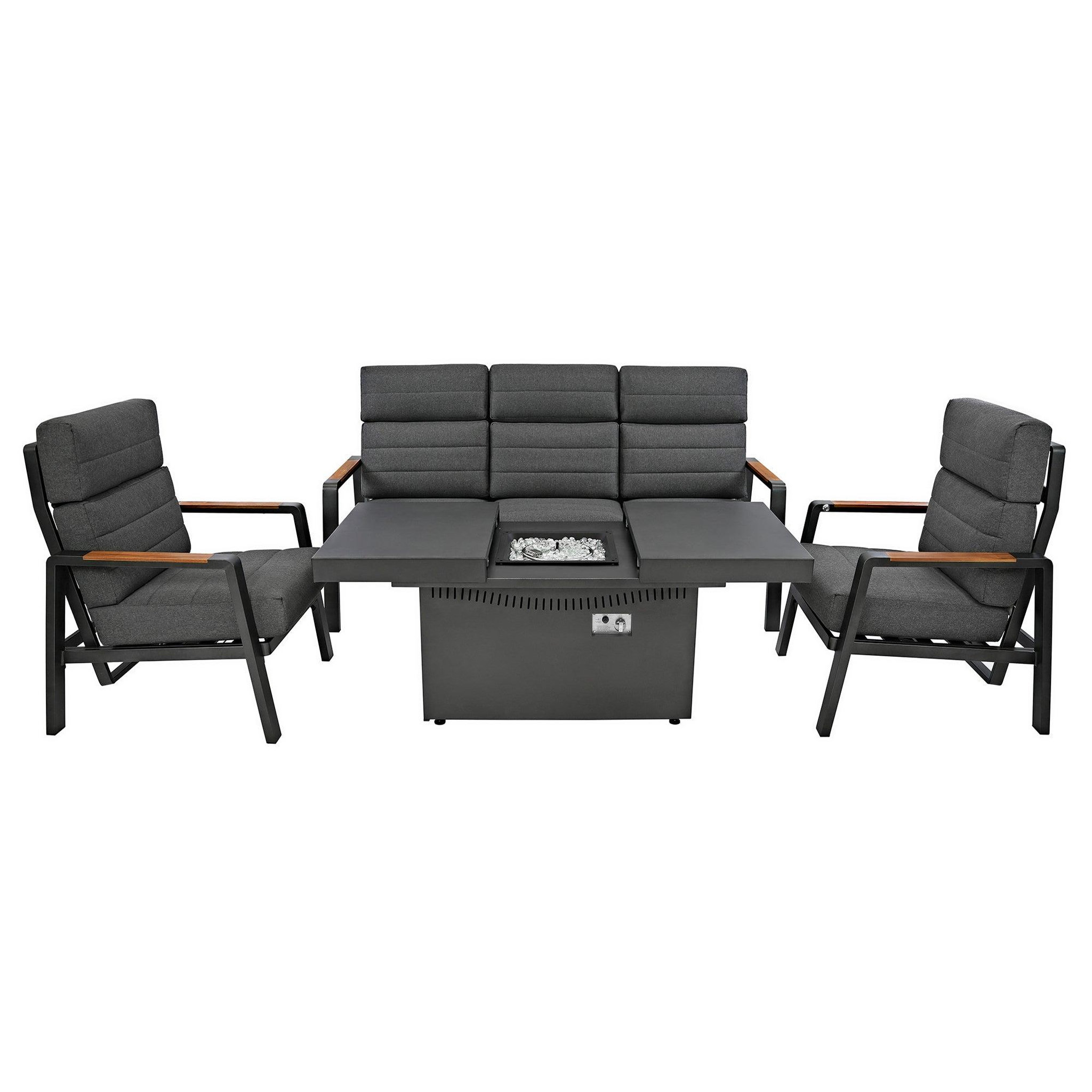 JARDI Salon de jardin inclinable 5 places avec brasero