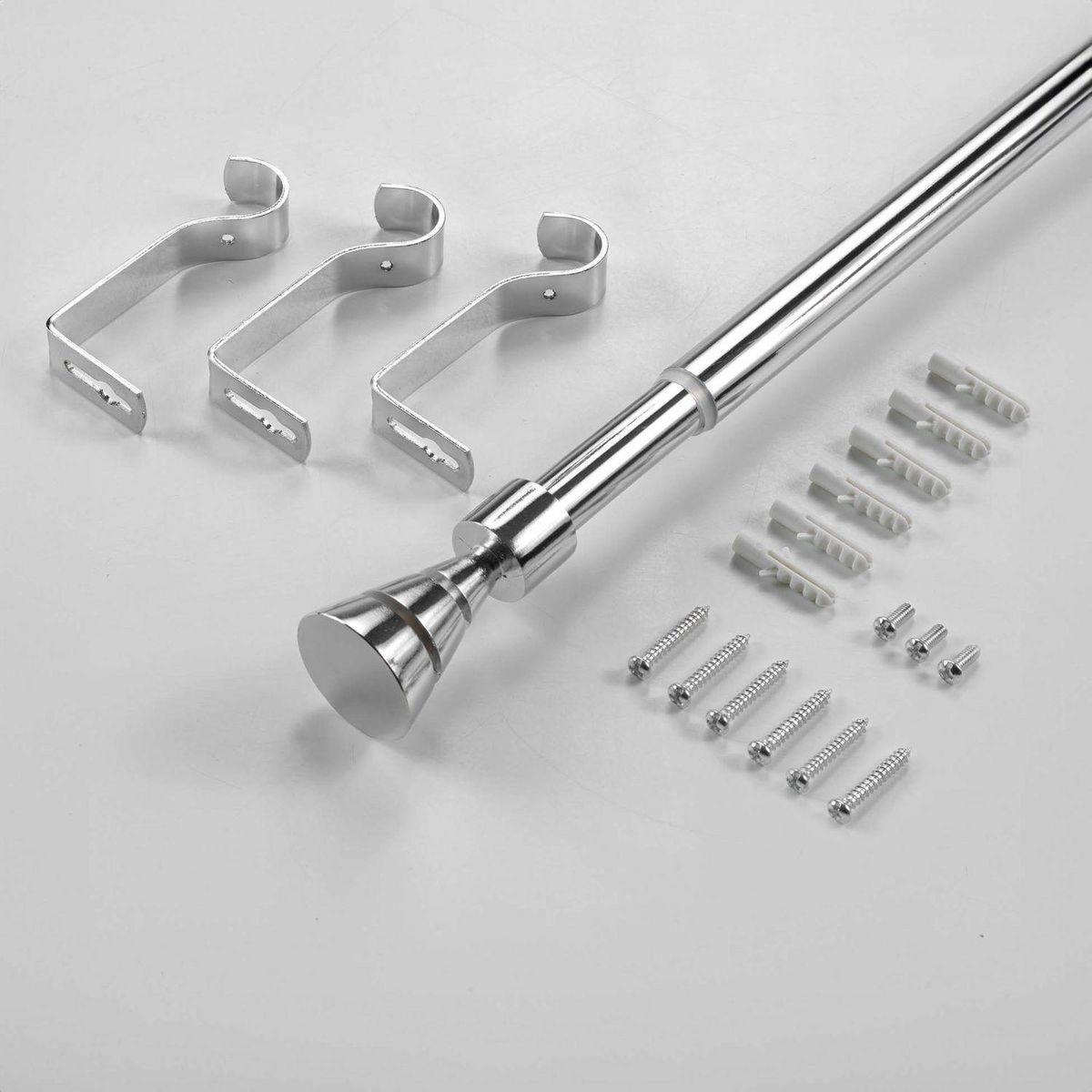 Douceur d'Intérieur Kit de tringle à rideaux extensible Quasar - L210 /L380 cm - Chromé