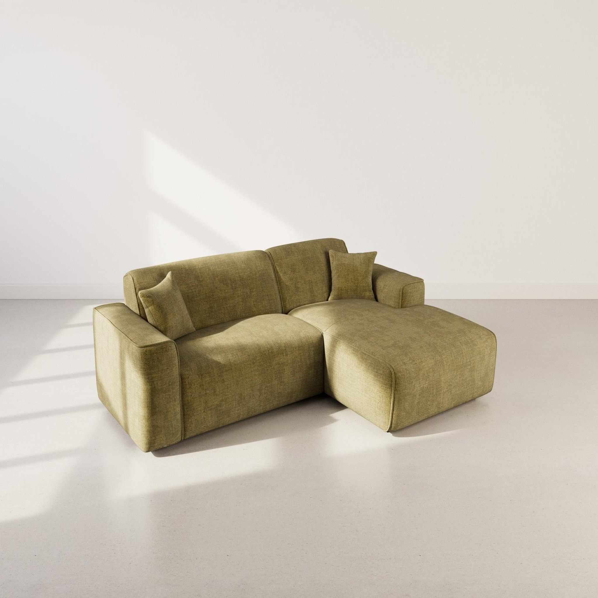 Voir la diapositive 5 : BEST MOBILIER Lison - canapé d'angle droit 4 places en velours texturé
