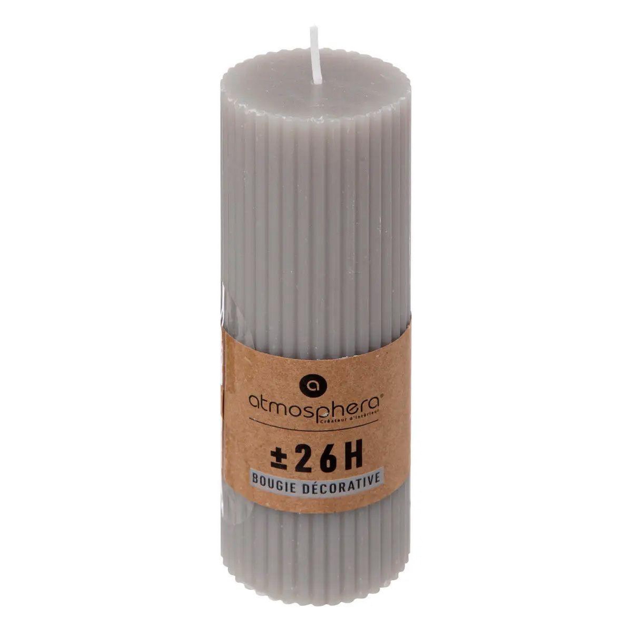 Voir la diapositive 2 : ATMOSPHERA Bougie déco  demi  14cm gris clair
