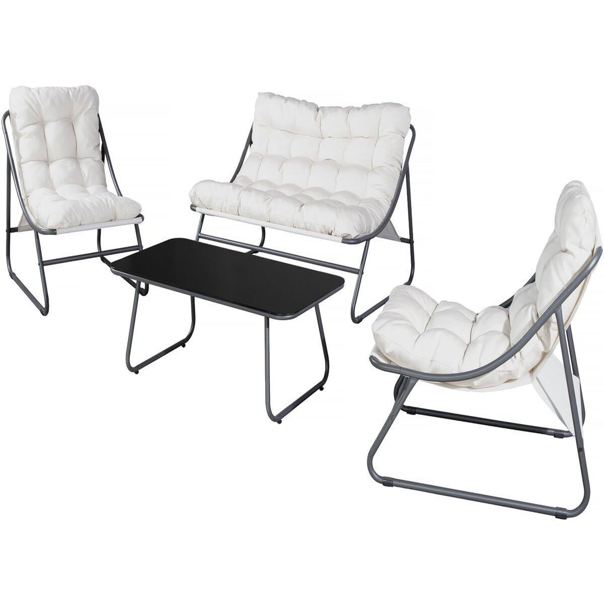 Voir la diapositive 4 : Habitat et Jardin Salon de jardin en métal avec coussins  aria  - 4 places - beige