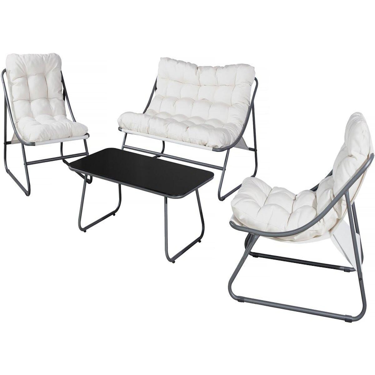 Habitat et Jardin Salon de jardin en métal avec coussins  Aria  - 4 places - Beige