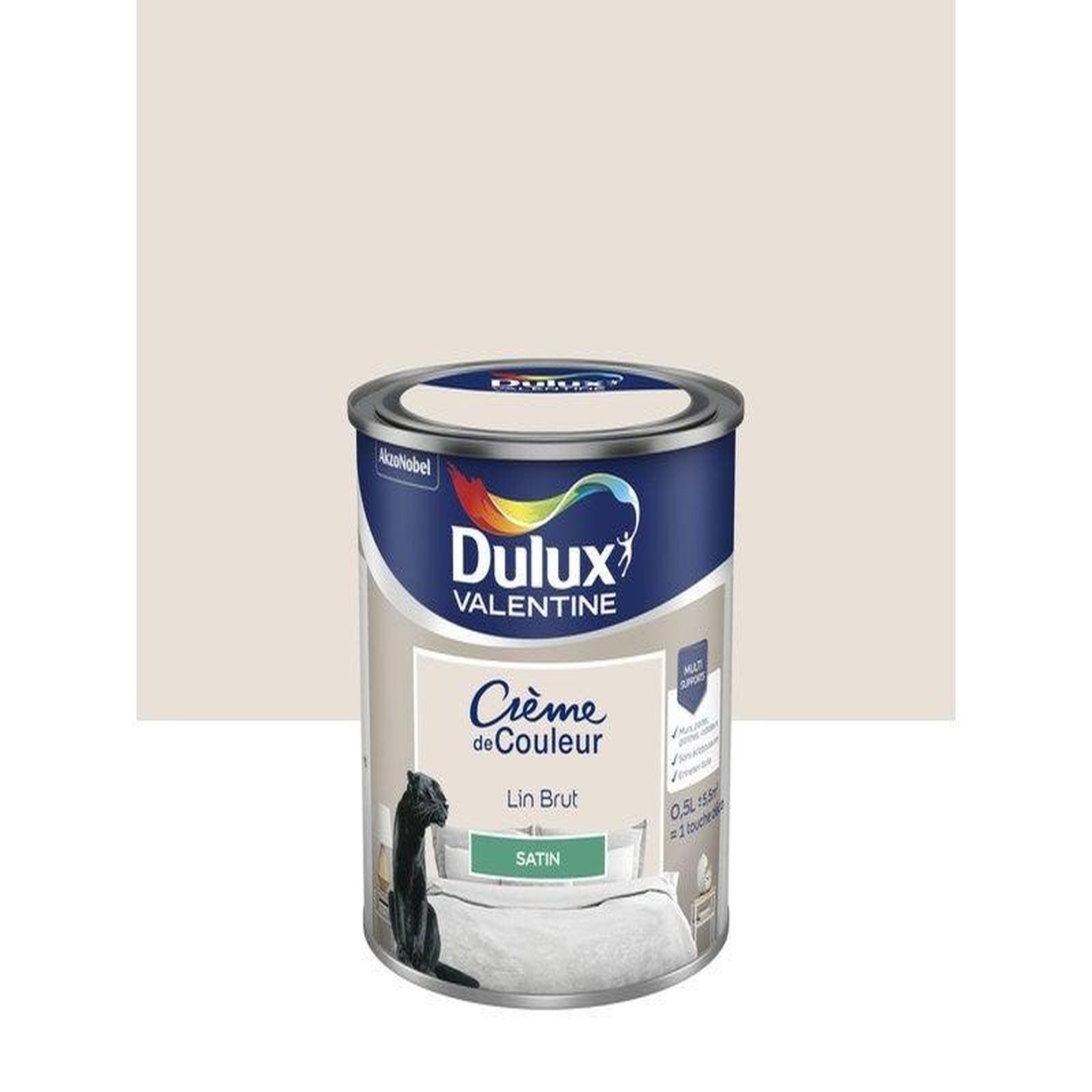 CENTRALE BRICO Peinture mur, boiserie crème de couleur DULUX VALENTINE lin brut satiné 0.5L