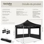 Voir la diapositive 6 : tectake Pavillon de jardin 3 x 3 m avec cadre en aluminium noir