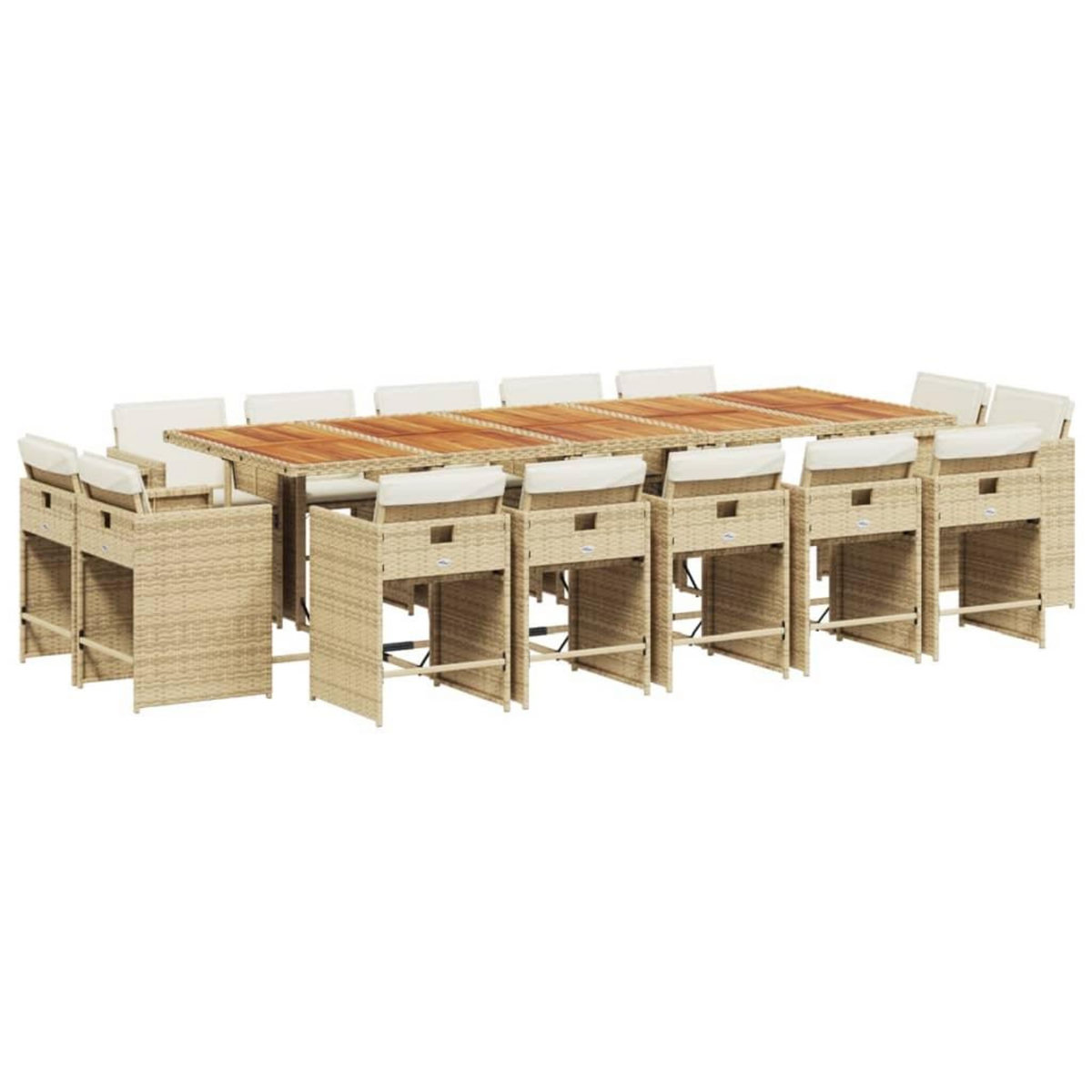 VIDAXL Ensemble a manger de jardin et coussins 15 pcs beige