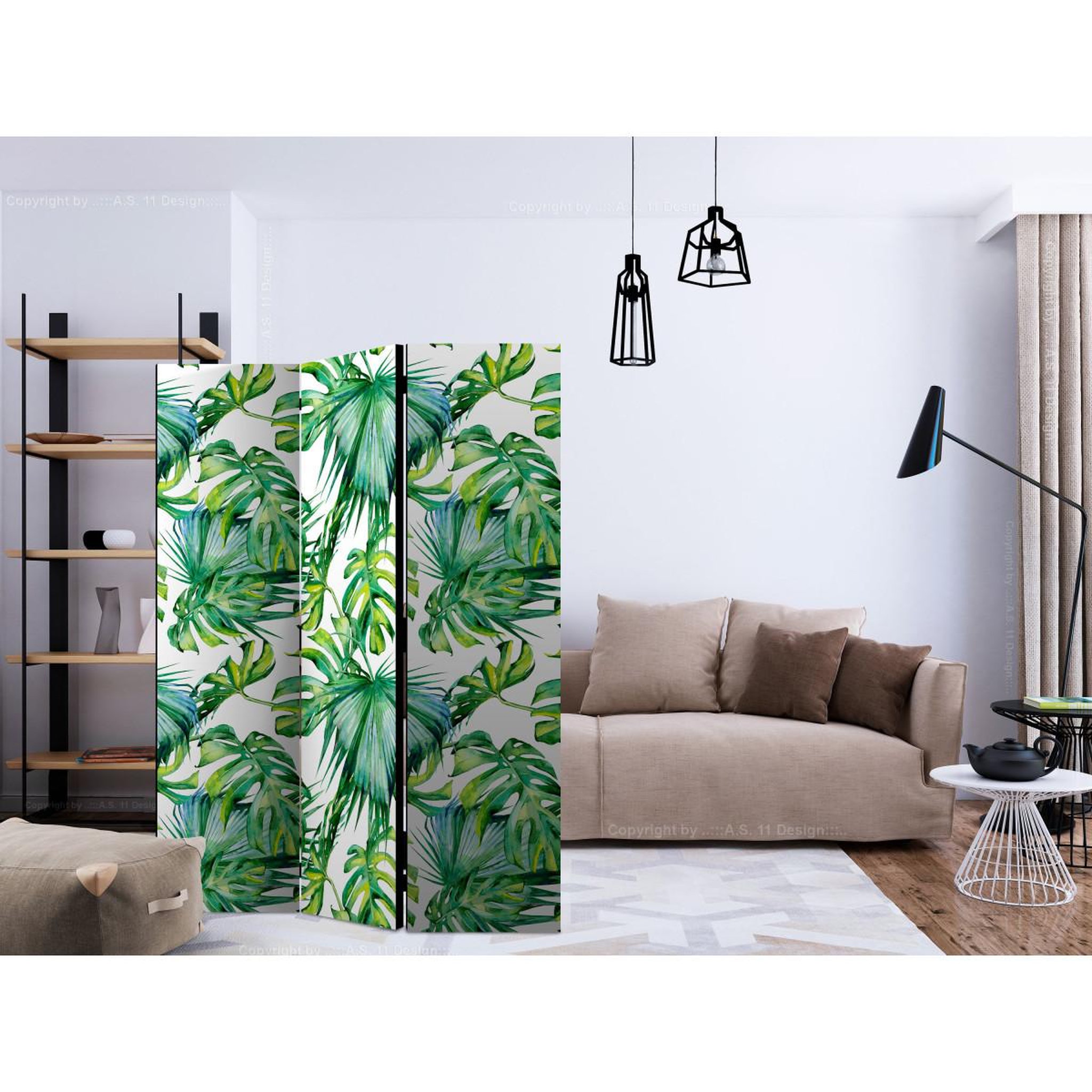Voir la diapositive 2 : Paris Prix Paravent 3 volets  jungle leaves  135x172cm