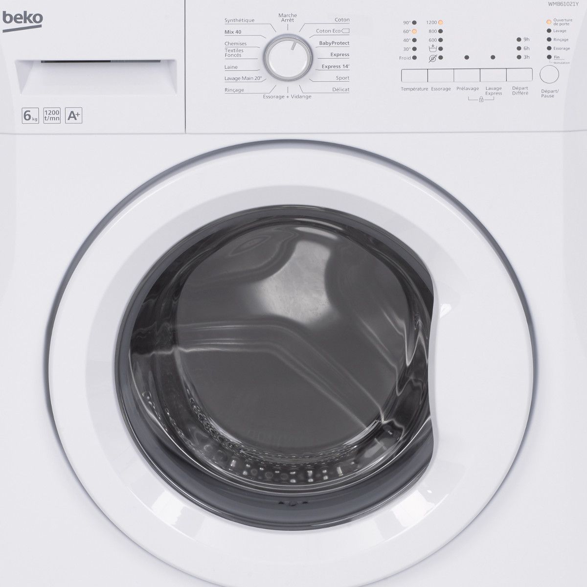BEKO Lave-linge hublot WMB61021Y, 6 Kg, 1000 T/min
