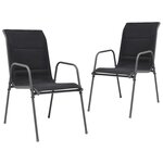 VIDAXL Chaises empilables de jardin lot de 2 Acier et textilene Noir