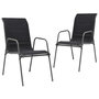 Voir la diapositive 1 : VIDAXL Chaises empilables de jardin lot de 2 Acier et textilene Noir