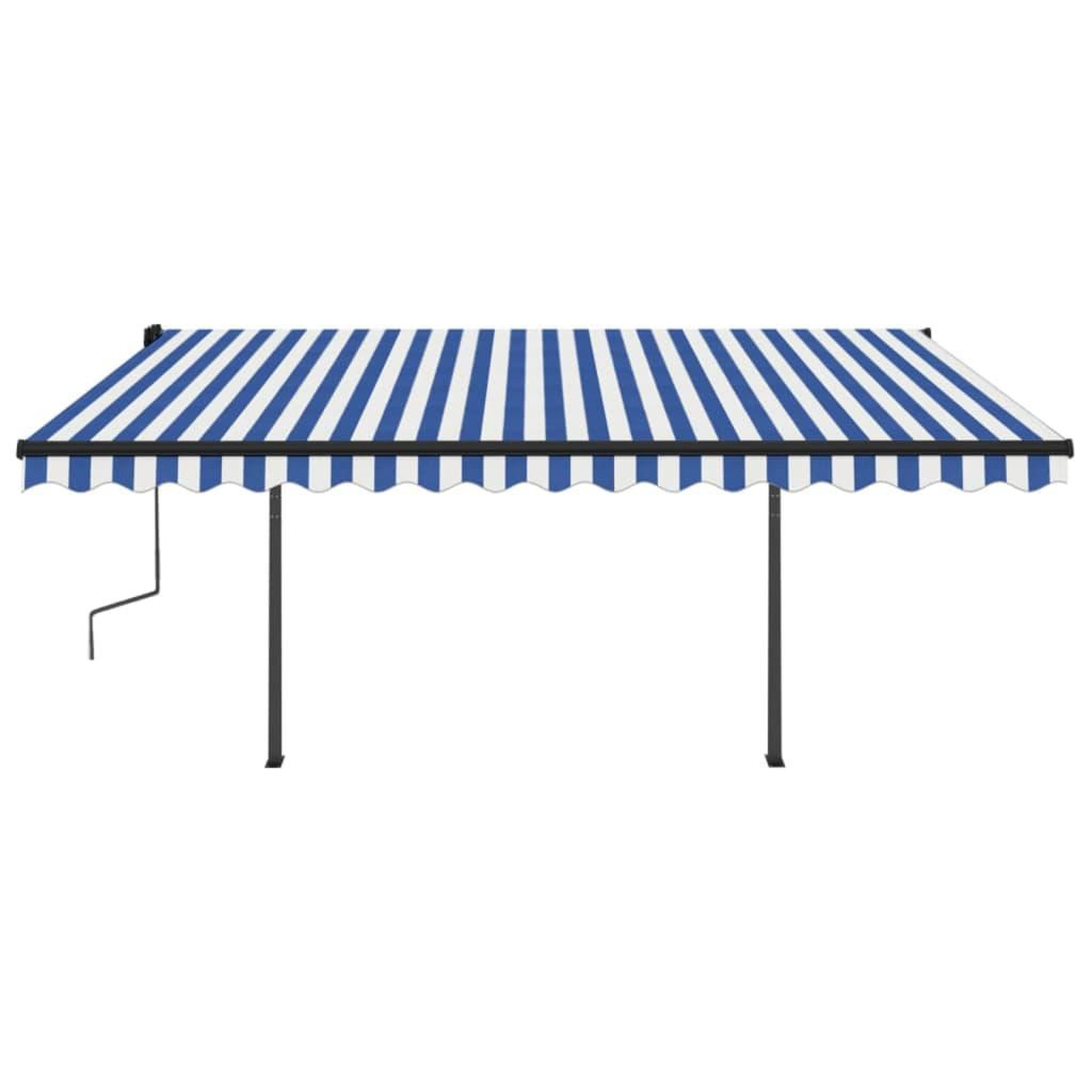 Voir la diapositive 5 : VIDAXL Auvent manuel retractable avec poteaux 4,5x3 m Bleu et blanc