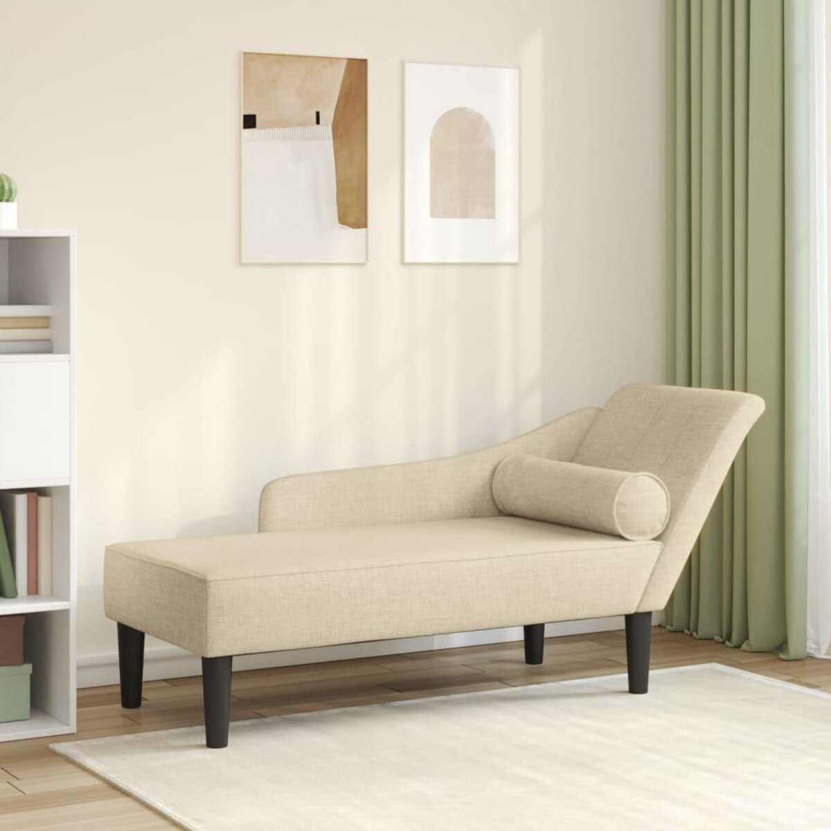 VIDAXL Chaise longue avec coussins creme tissu