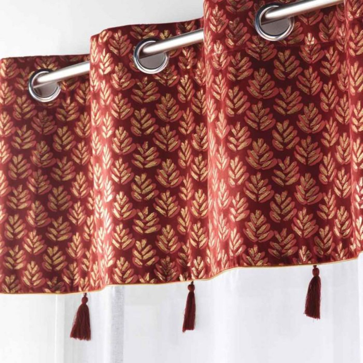 Paris Prix Rideau Voilage à Œillets  Evie  140x280cm Bordeaux