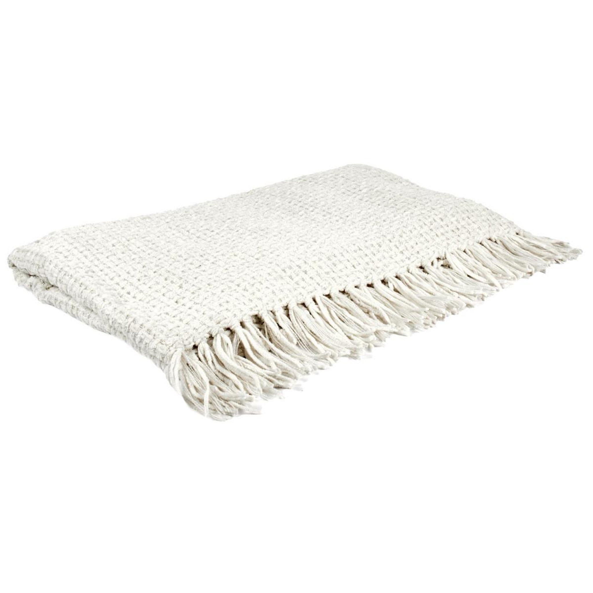 The Home Deco Factory Plaid chenille gaufré  crush  125x150cm blanc
