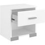 Voir la diapositive 5 : PARISOT Chambre complete adulte ZODIAC : Lit 140x190 avec tiroir + Armoire 3 portes et 2 tiroirs + 2 chevets - Décor Blanc - PARISOT