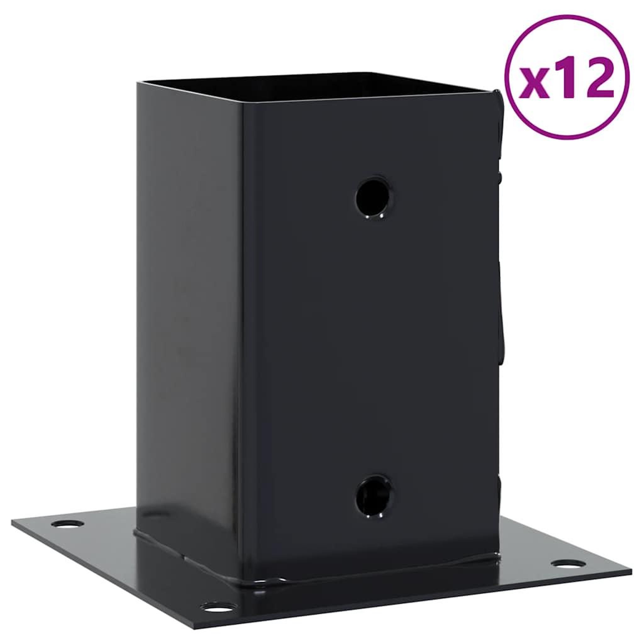 Voir la diapositive 2 : VIDAXL Bases de poteau carrees 12 pcs anthracite 91x91 mm