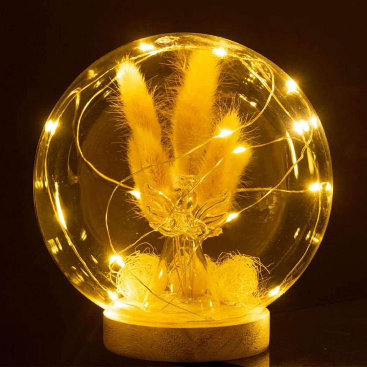 Paris Prix Cloche Boule Led en Verre  Ange  16cm Naturel