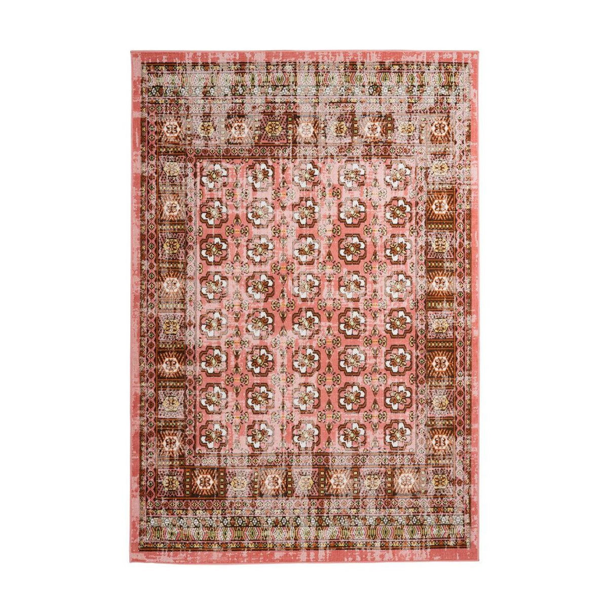 Paris Prix Tapis Antique Floral à Poils Courts  Ariya  Rouge