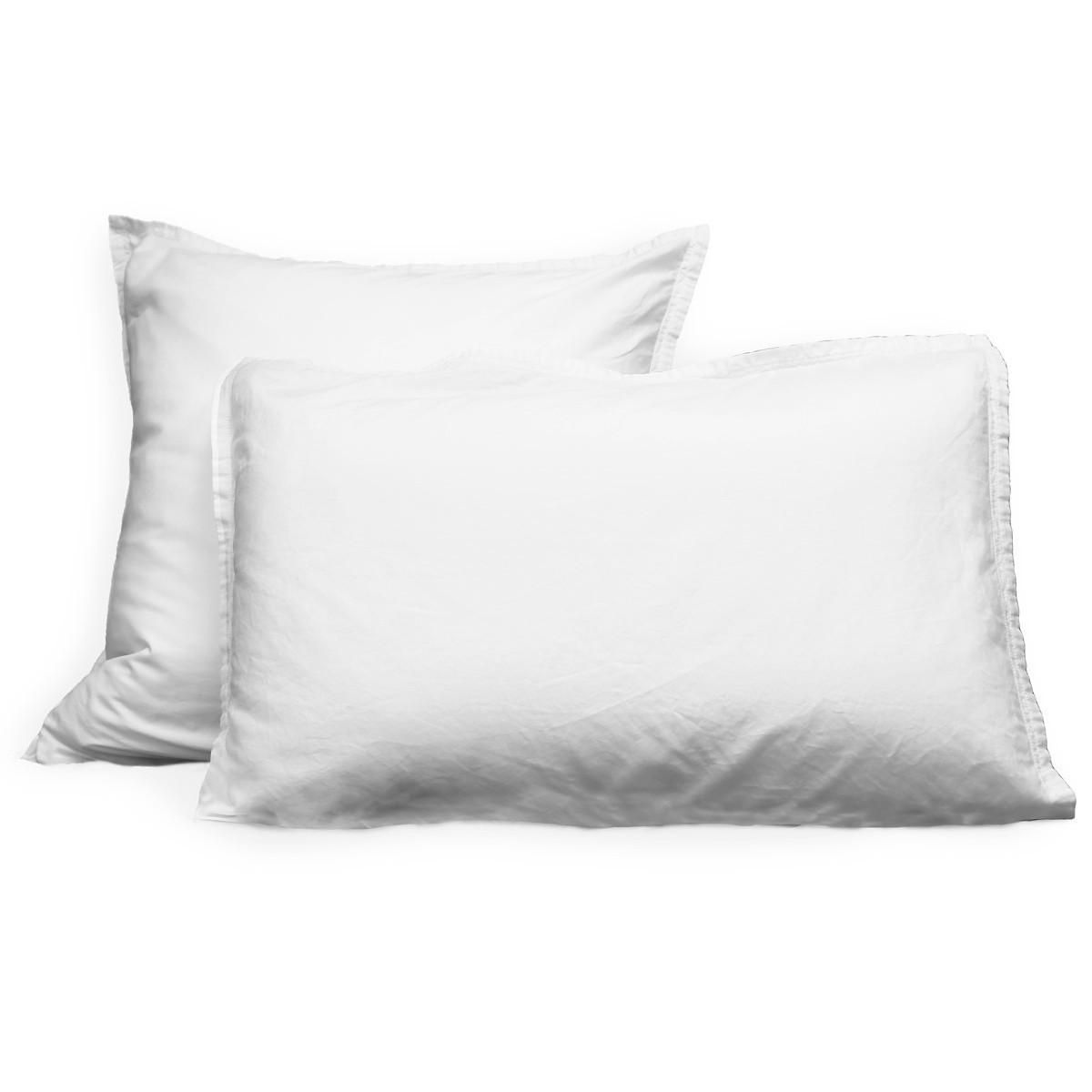 Sensei Maison Lot de 2 taies d'oreiller en coton lavé biologique ORGANIKA