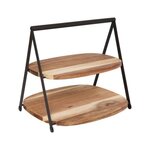 SECRET DE GOURMET Serviteur 2 Étages en Bois  Mina  27cm Marron