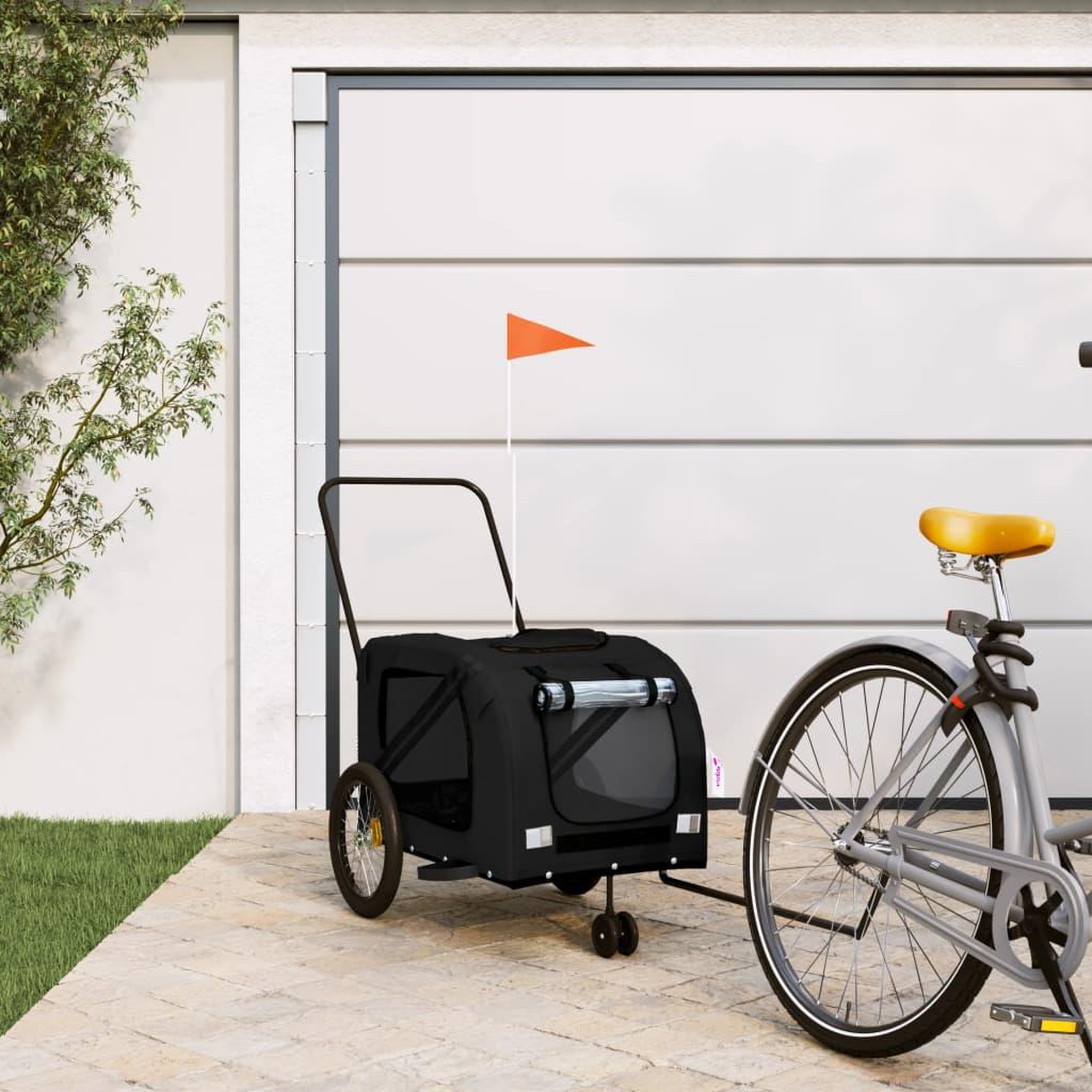 VIDAXL Remorque de velo pour animaux de compagnie noir