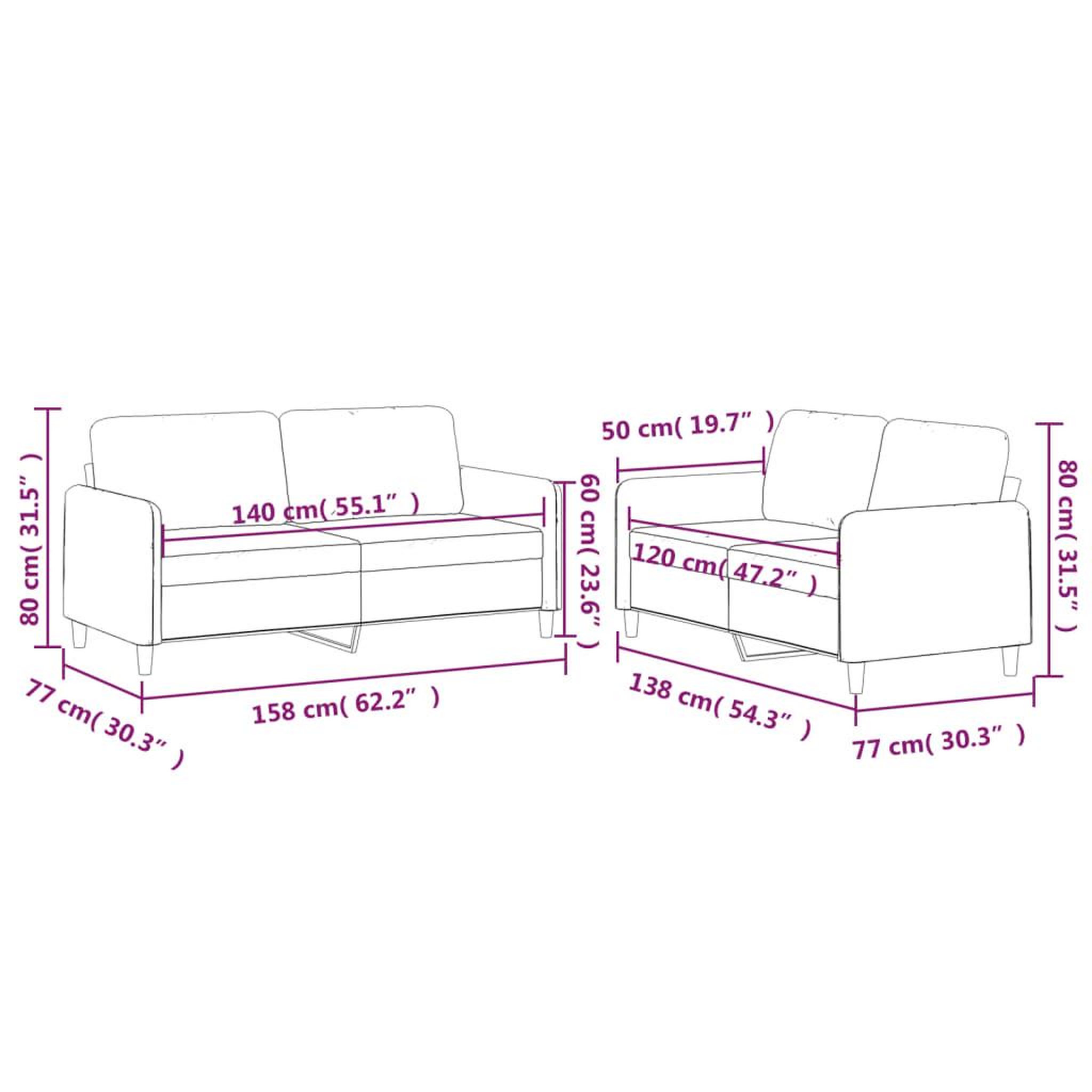 Voir la diapositive 6 : VIDAXL Ensemble de canapes 2 pcs avec coussins Gris fonce Tissu