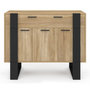 Voir la diapositive 3 : ID MARKET Buffet 100 cm PHOENIX 3 portes et 1 tiroir bois et noir
