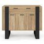 Voir la diapositive 3 : ID MARKET Buffet 100 cm PHOENIX 3 portes et 1 tiroir bois et noir
