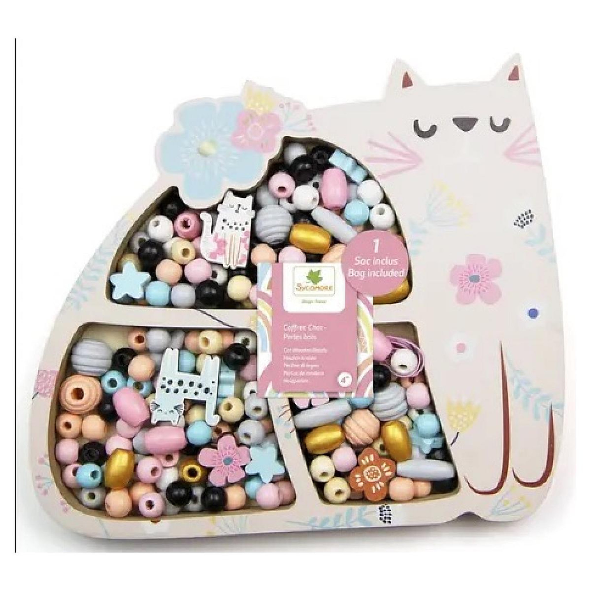 Au Sycomore Coffret Chat perles en bois
