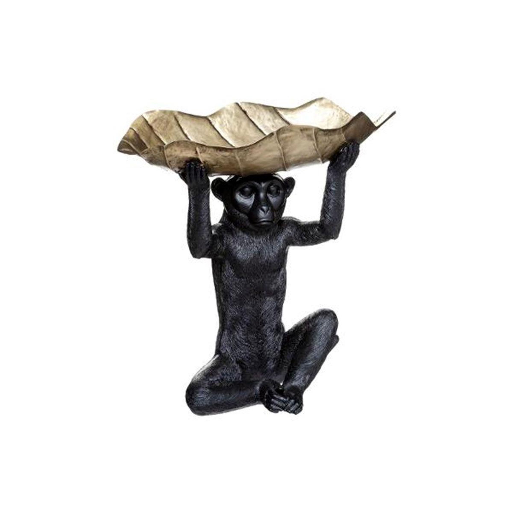 ATMOSPHERA Statuette déco  singe feuille  36cm noir & or
