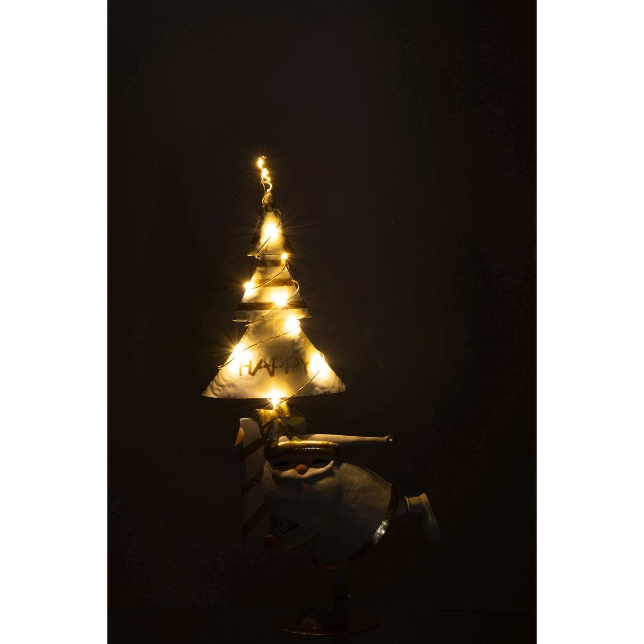 Voir la diapositive 4 : J-LINE Père-noël à led  arbre  66cm blanc & or