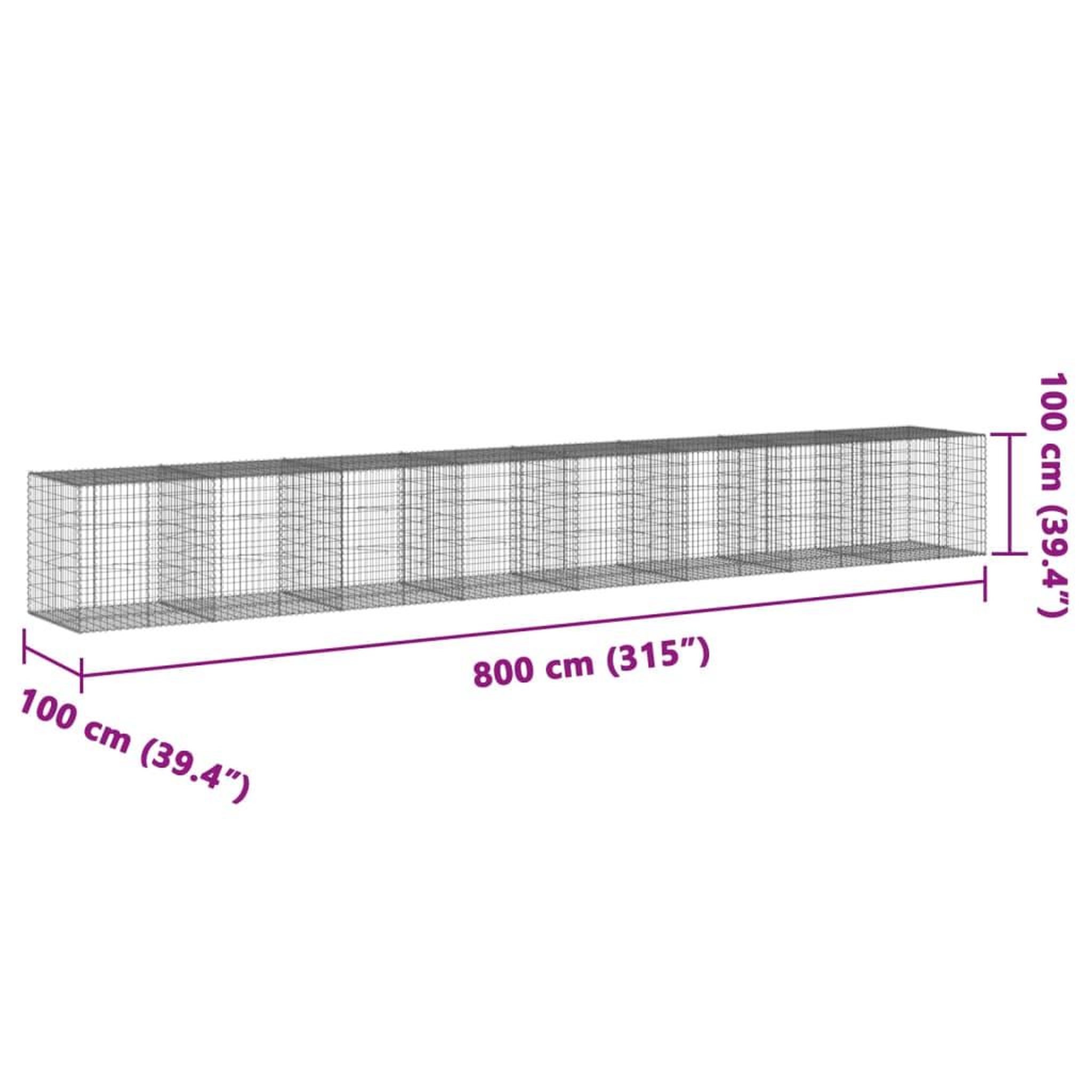 Voir la diapositive 6 : VIDAXL Panier gabion avec couvercle 800x100x100 cm fer galvanise