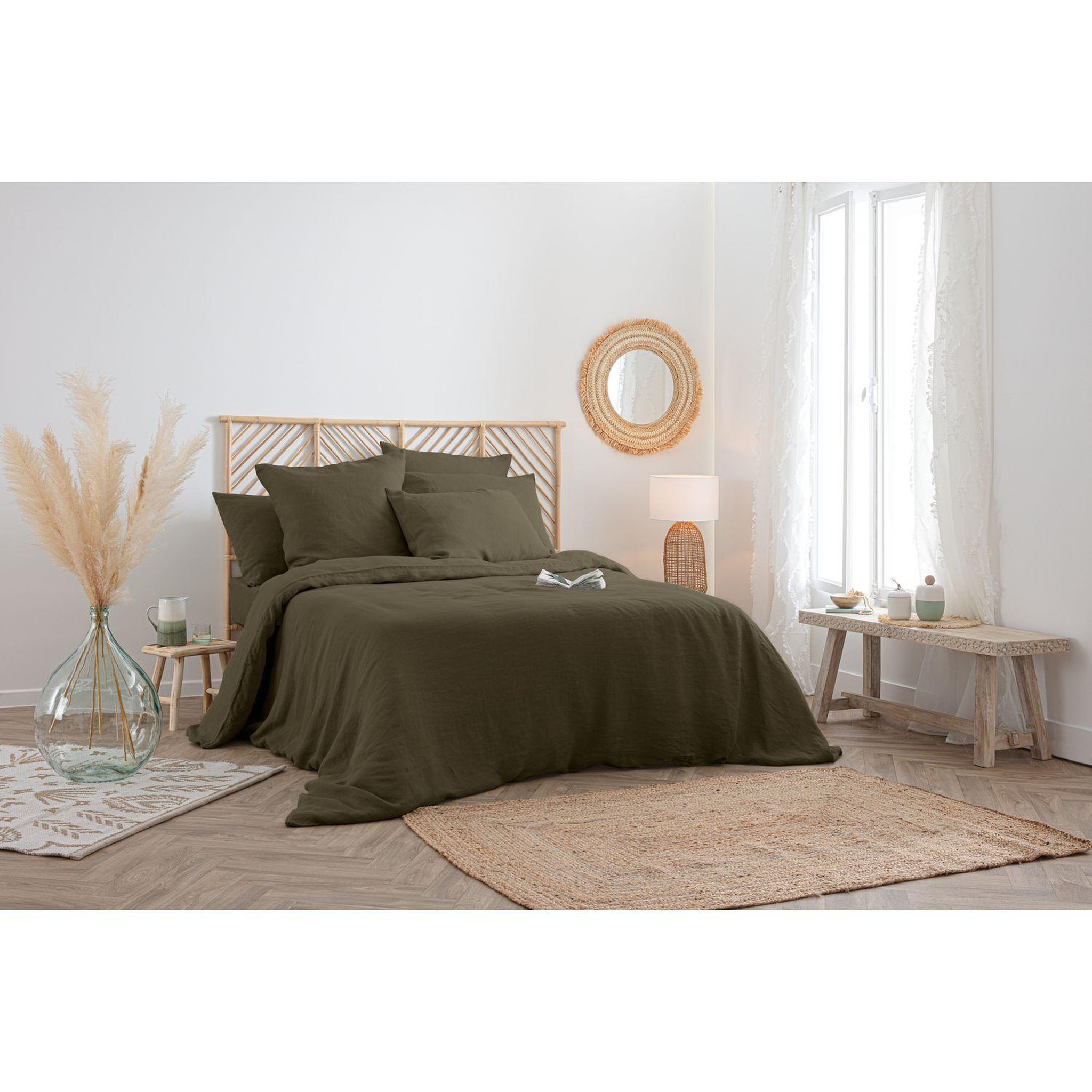 Voir la diapositive 5 : ATMOSPHERA Drap housse bonnet 30 cm 100% lin tropiques