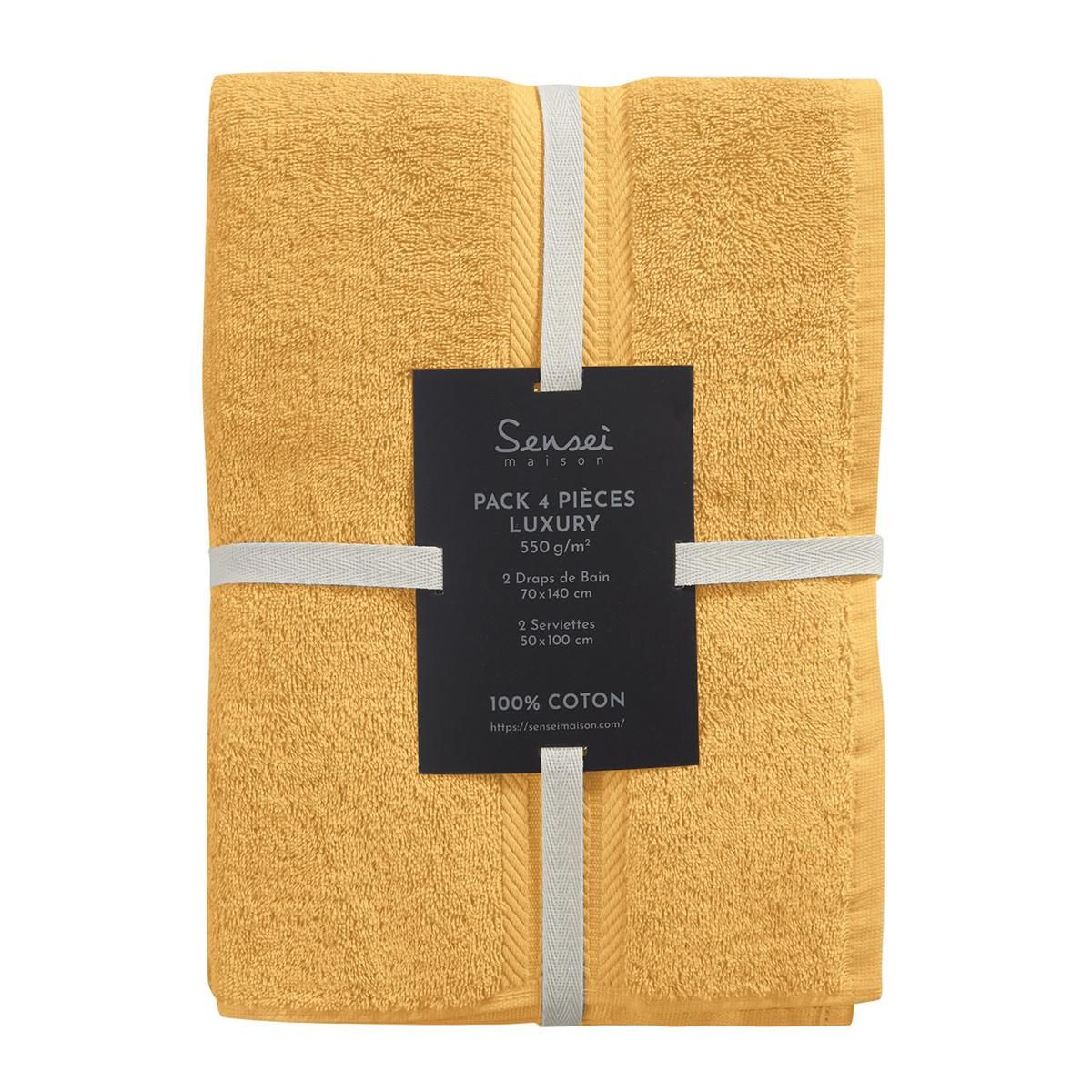 Sensei Maison Ensemble de bain 4 pièces (2 draps de bain + 2 serviettes de toilette) LUXURY