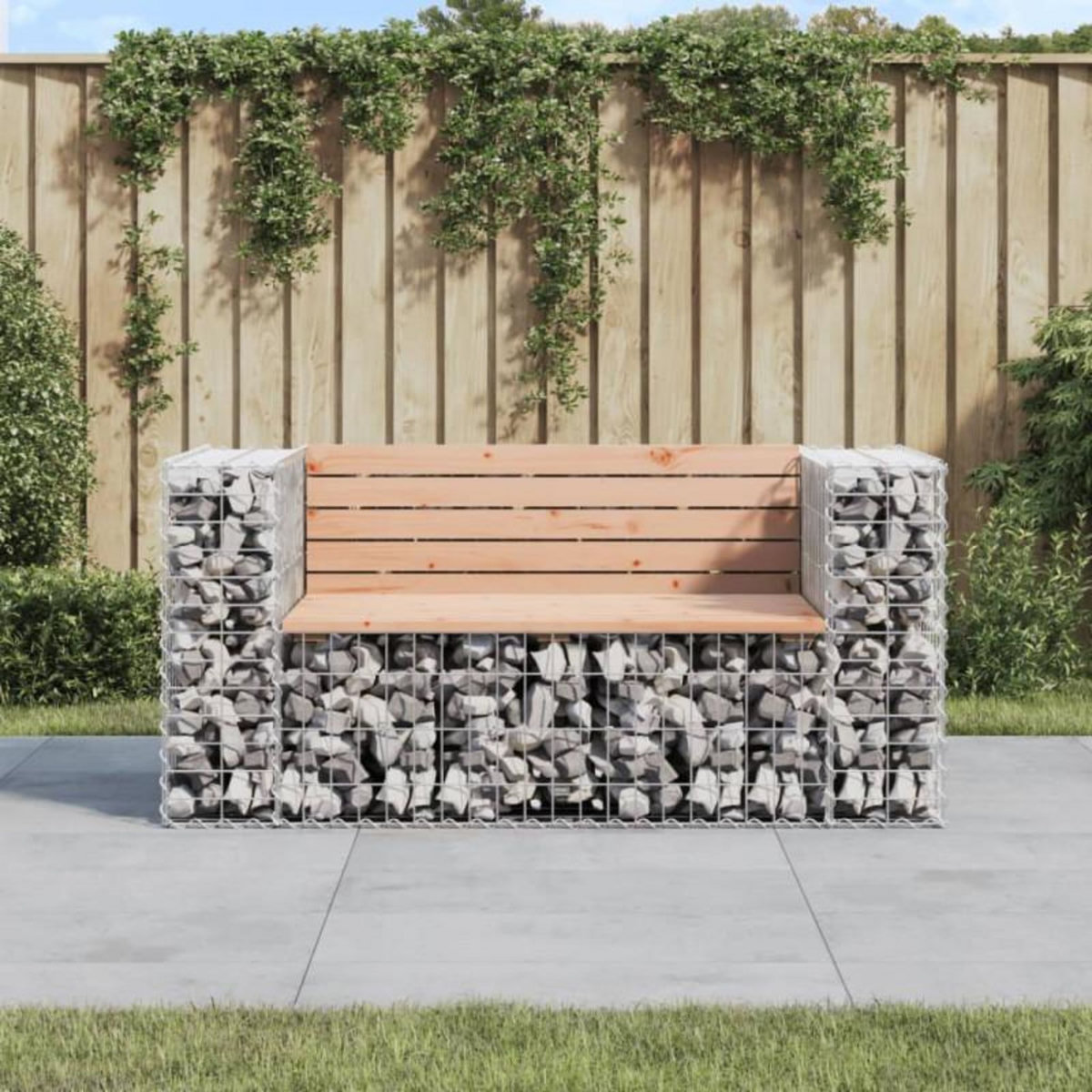 VIDAXL Banc jardin design gabion 143x71x65,5 cm bois massif de douglas