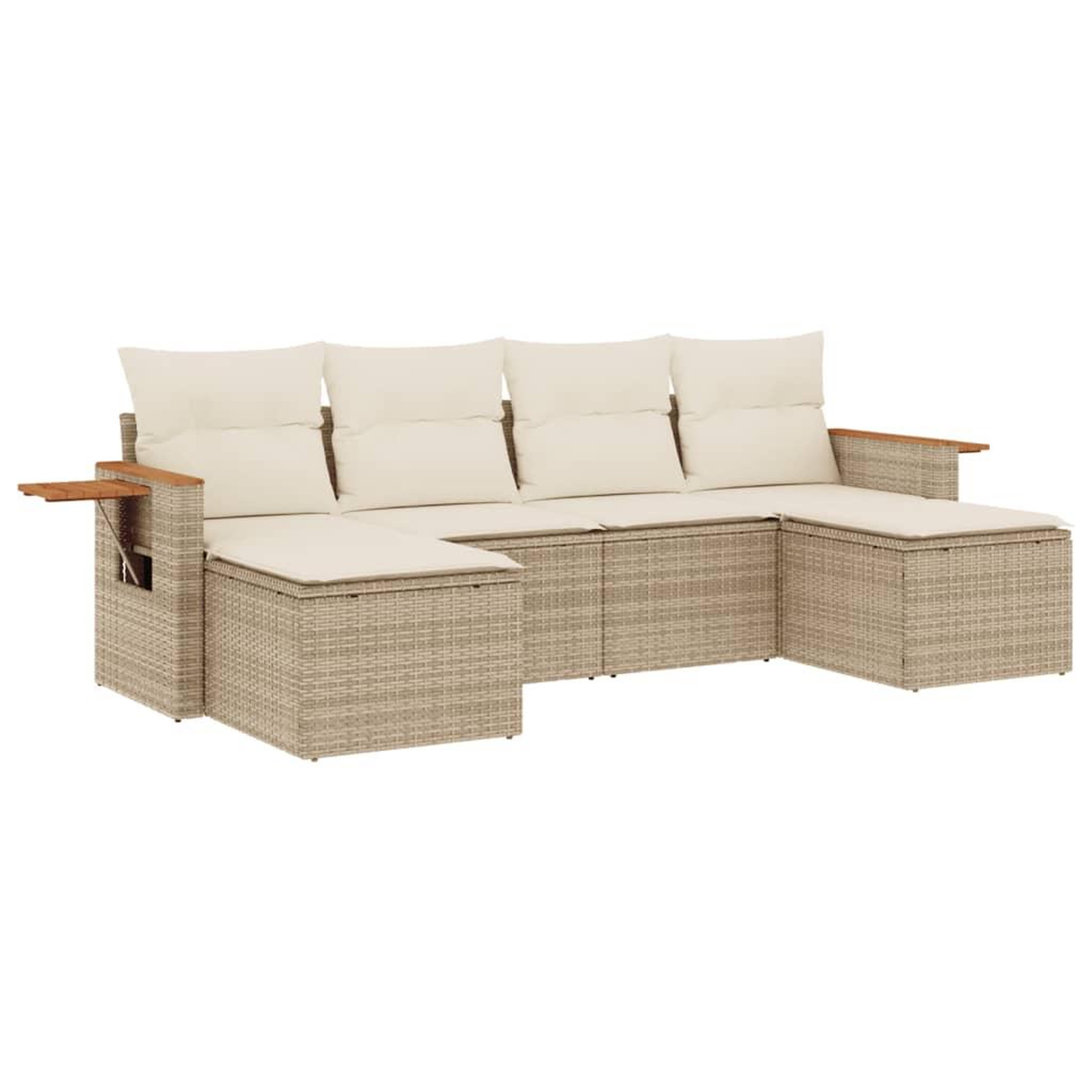 Voir la diapositive 2 : VIDAXL Salon de jardin avec coussins 6 pcs beige resine tressee