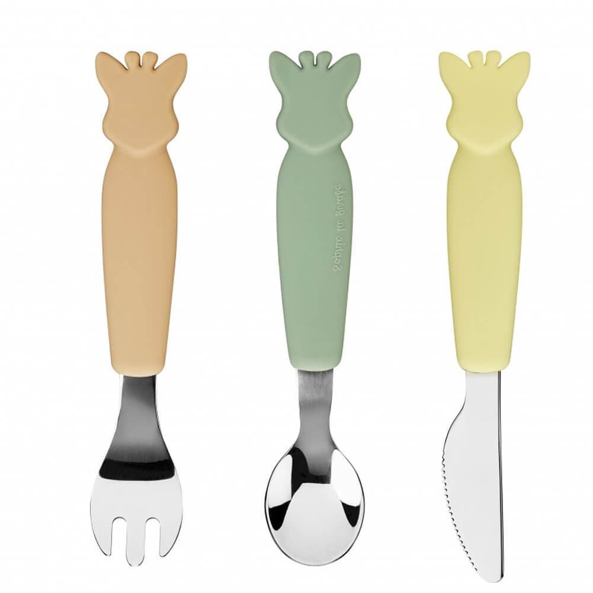 Voir la diapositive 1 : VULLI Set de 3 couverts en silicone Sophie la girafe