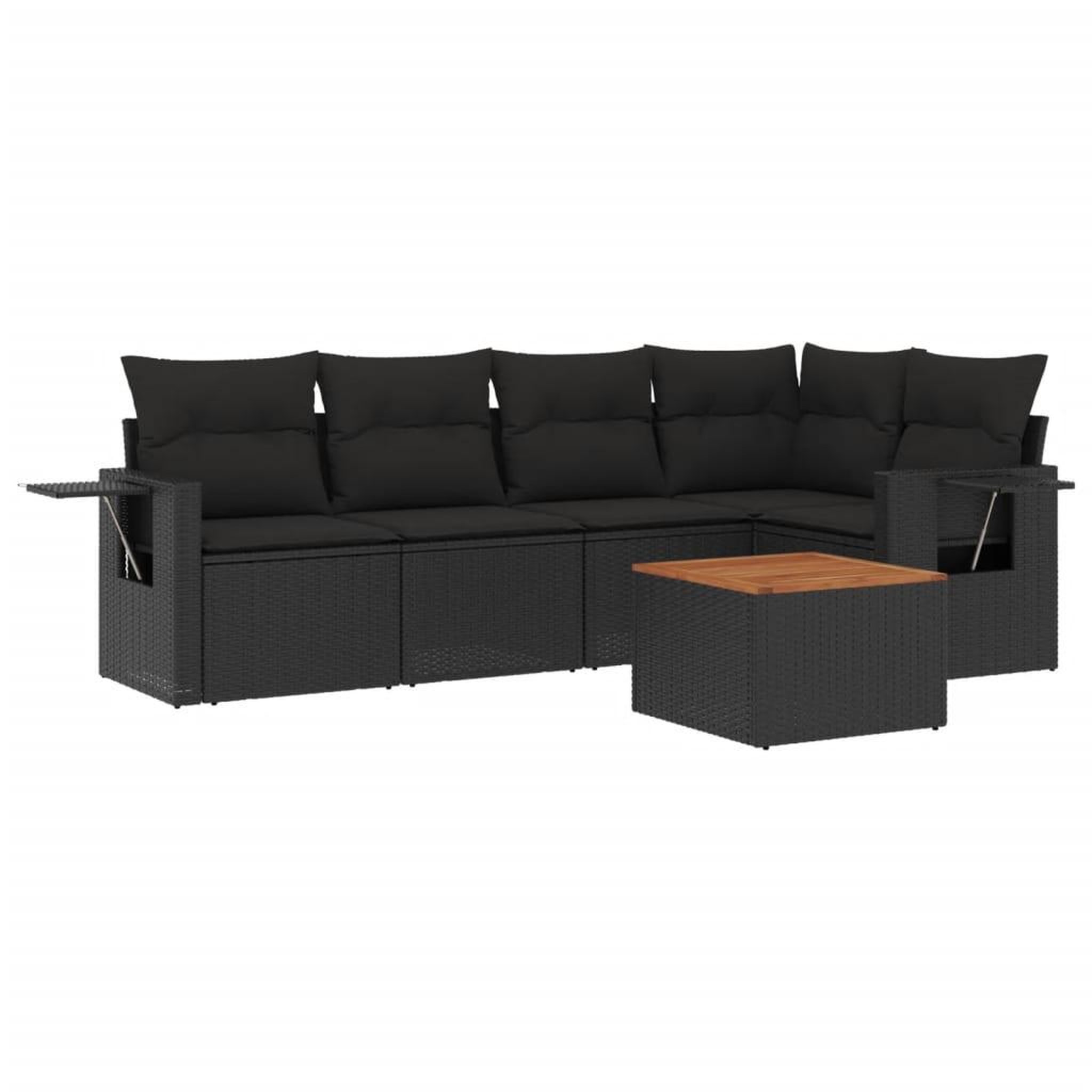 Voir la diapositive 2 : VIDAXL Salon de jardin 6 pcs avec coussins noir resine tressee
