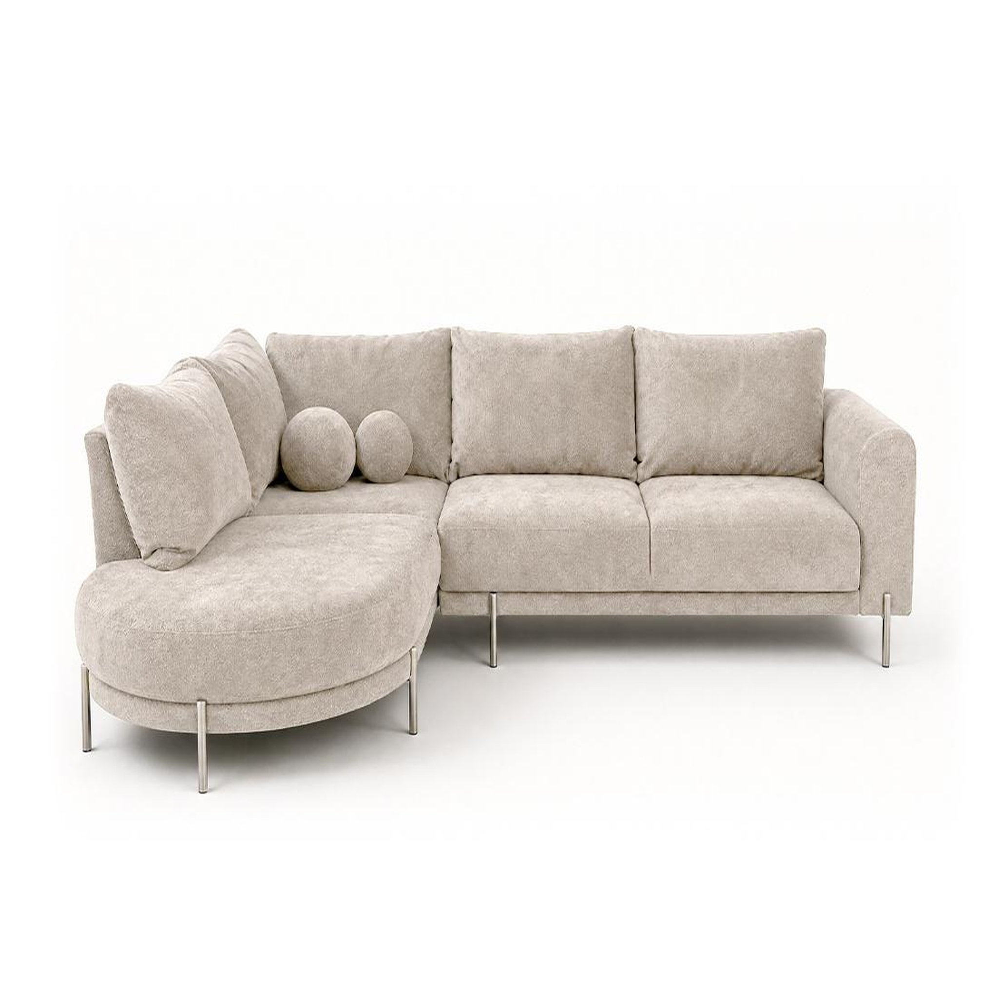 BEST MOBILIER Gabin - canapé d'angle gauche 5 places en velours texturé. Coloris disponibles : Beige, Marron, Gris, Orange, Bleu, Vert