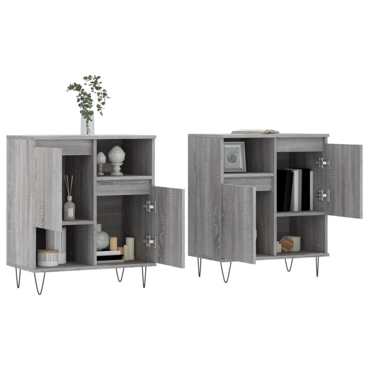 VIDAXL Buffets 2 pcs sonoma gris bois d'ingenierie