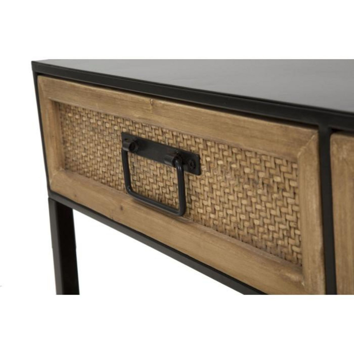 Paris Prix Meuble TV 2 Tiroirs  Hanoï  95cm Naturel & Noir