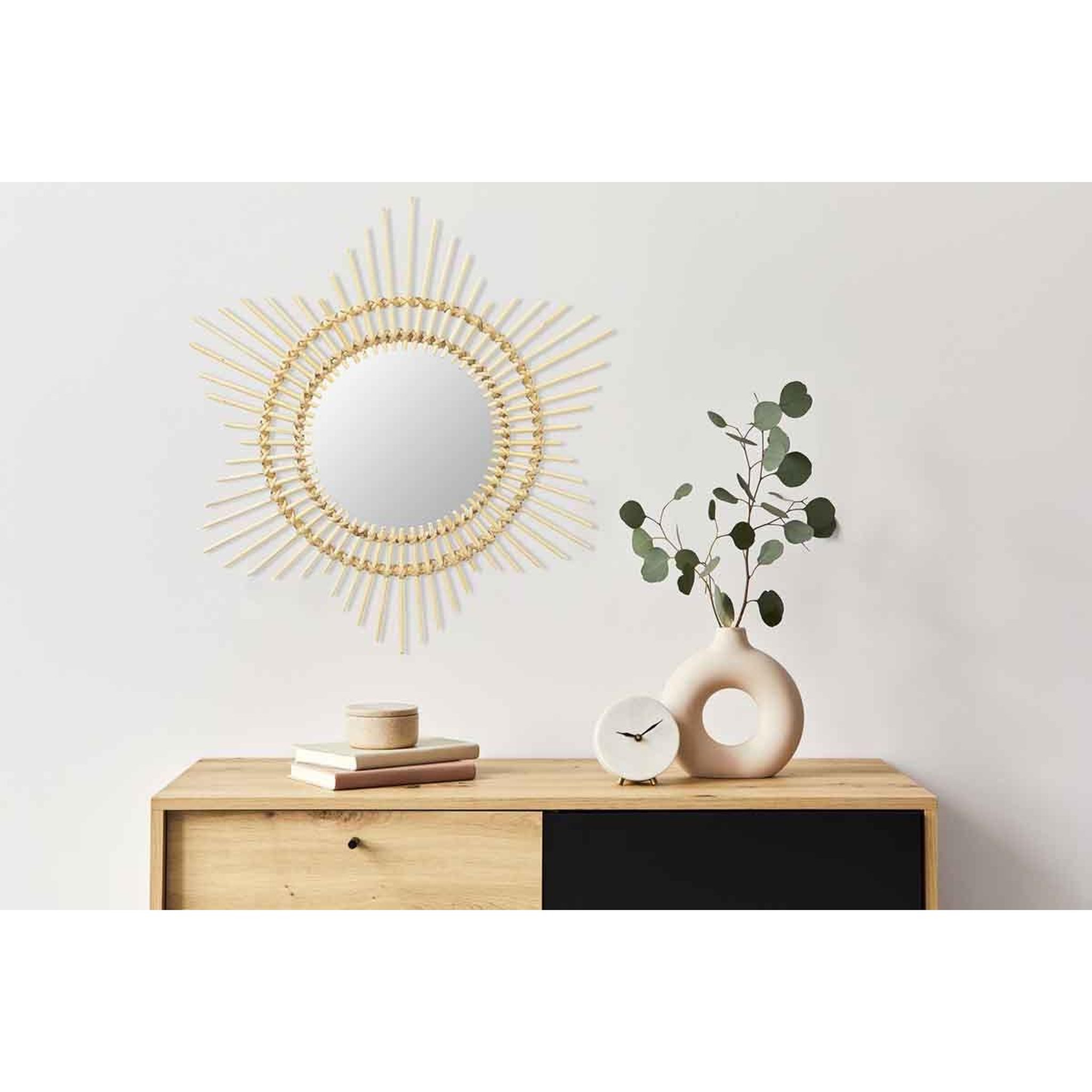 Voir la diapositive 4 : Paris Prix Miroir Mural Design en Rotin  Aina  70cm Naturel